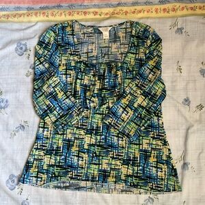 🌾Christopher & Bank Women's Blue and Green Blouse